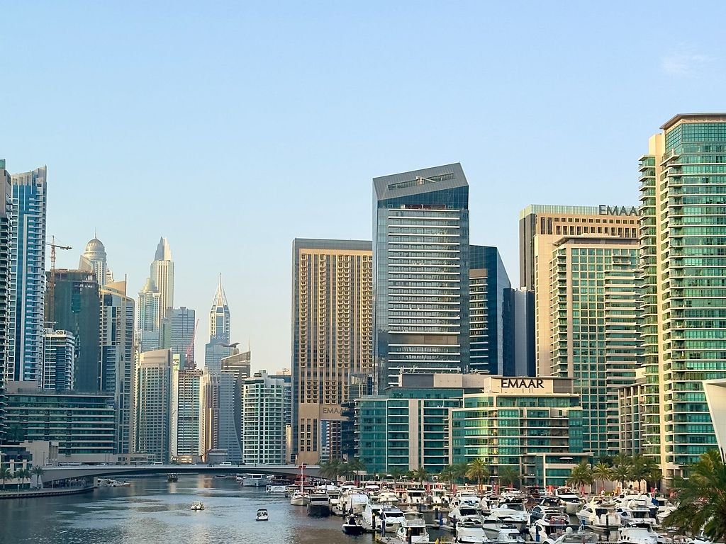 Residential towers along Dubai Marina, the kind of building covered by building maintenance