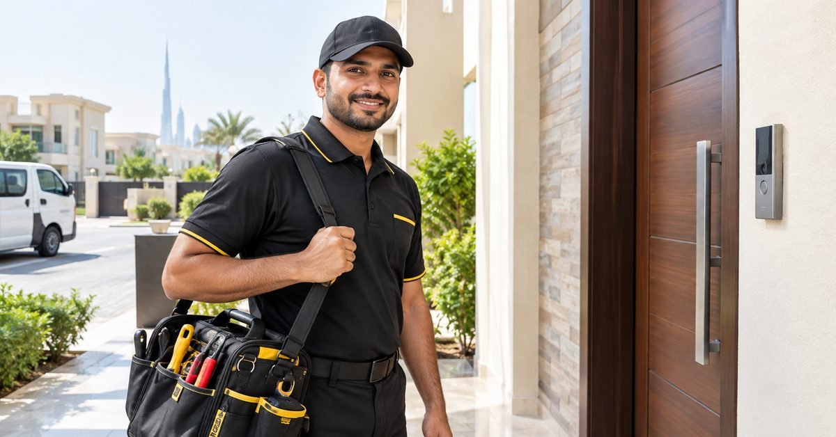 IIM technician arriving at a Dubai villa